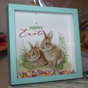 Nwt: Happy Easter, Wooden frame two Bunny Picture